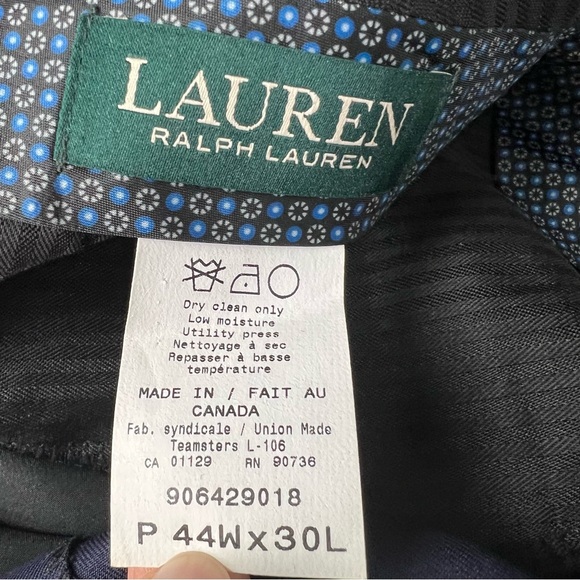 Lauren Ralph Lauren Wool Blend Navy Suit Jacket 48R Pants 44x30 Men's - Picture 4 of 9